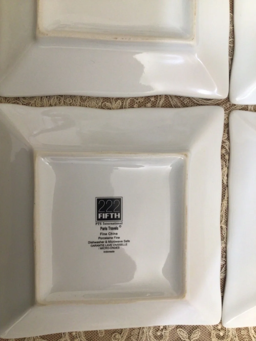 Paris Travels by 222 FIFTH (PTS) Square Appetizer Plates Set of 4